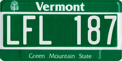 VT license plate LFL187