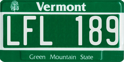 VT license plate LFL189