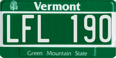 VT license plate LFL190