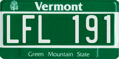 VT license plate LFL191