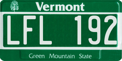 VT license plate LFL192