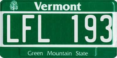 VT license plate LFL193