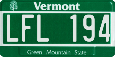 VT license plate LFL194