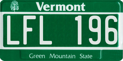 VT license plate LFL196