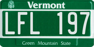 VT license plate LFL197