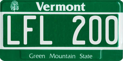 VT license plate LFL200