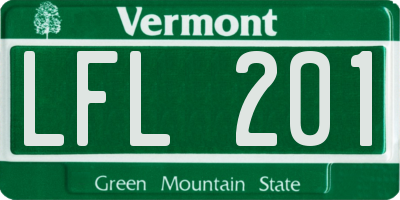 VT license plate LFL201