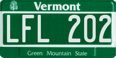 VT license plate LFL202