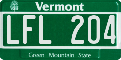 VT license plate LFL204