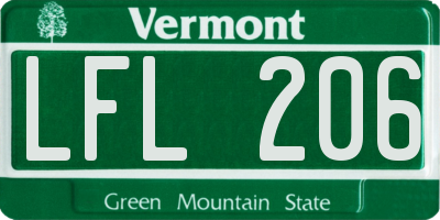 VT license plate LFL206