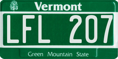 VT license plate LFL207
