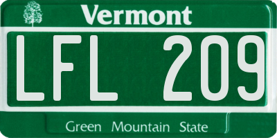 VT license plate LFL209
