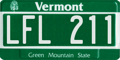 VT license plate LFL211
