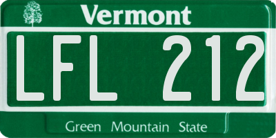 VT license plate LFL212