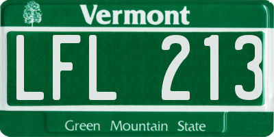 VT license plate LFL213