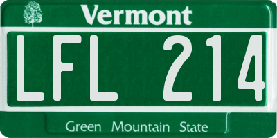 VT license plate LFL214