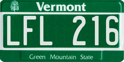 VT license plate LFL216