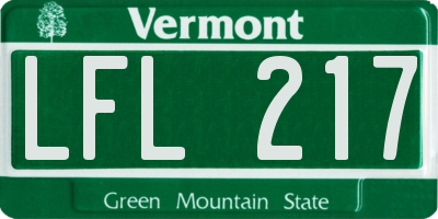 VT license plate LFL217