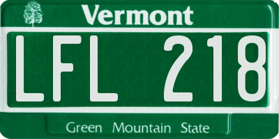 VT license plate LFL218
