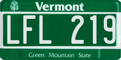 VT license plate LFL219
