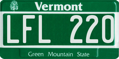 VT license plate LFL220