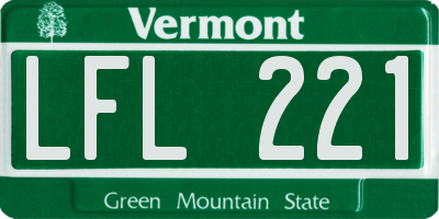VT license plate LFL221