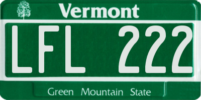 VT license plate LFL222