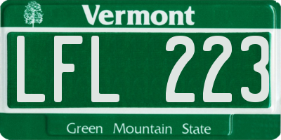 VT license plate LFL223