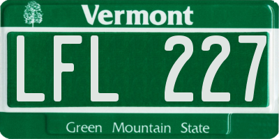 VT license plate LFL227
