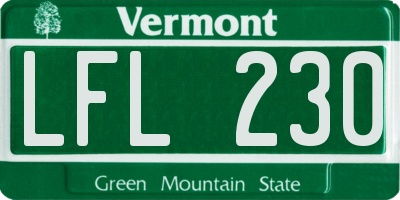 VT license plate LFL230