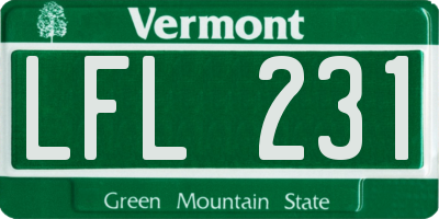 VT license plate LFL231