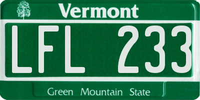 VT license plate LFL233