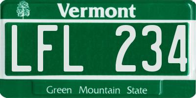 VT license plate LFL234