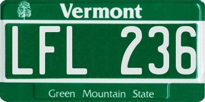 VT license plate LFL236