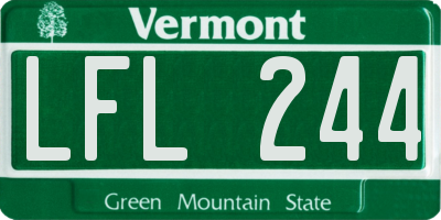 VT license plate LFL244
