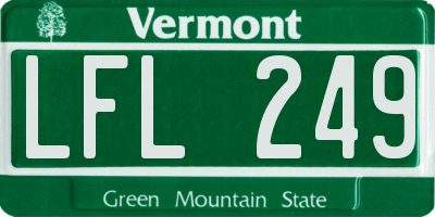 VT license plate LFL249