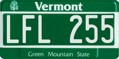 VT license plate LFL255