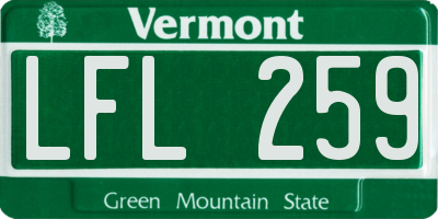 VT license plate LFL259