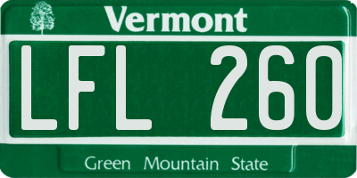 VT license plate LFL260