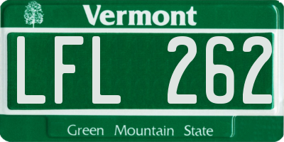 VT license plate LFL262