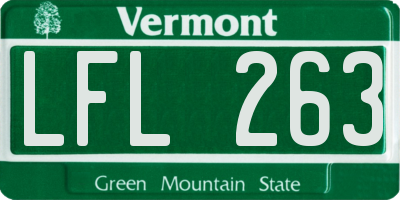 VT license plate LFL263