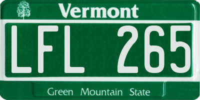 VT license plate LFL265