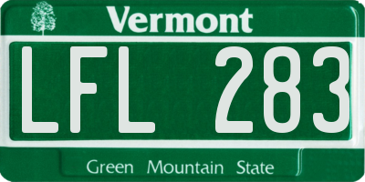 VT license plate LFL283