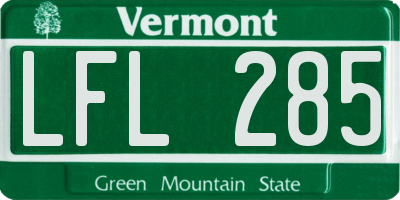 VT license plate LFL285