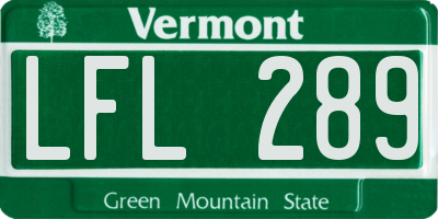 VT license plate LFL289