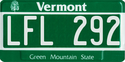 VT license plate LFL292
