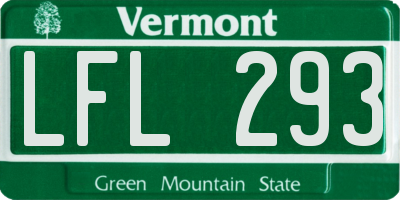 VT license plate LFL293