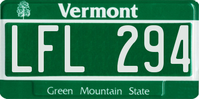VT license plate LFL294