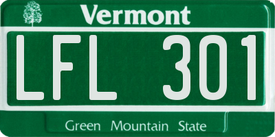 VT license plate LFL301