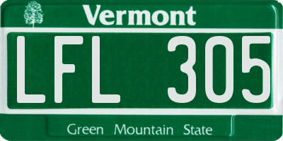 VT license plate LFL305